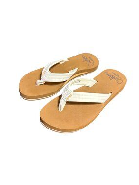 Reef Cushion Breeze Flip Flops White Straps Thongs Sandals Size 7 Beach Vacation